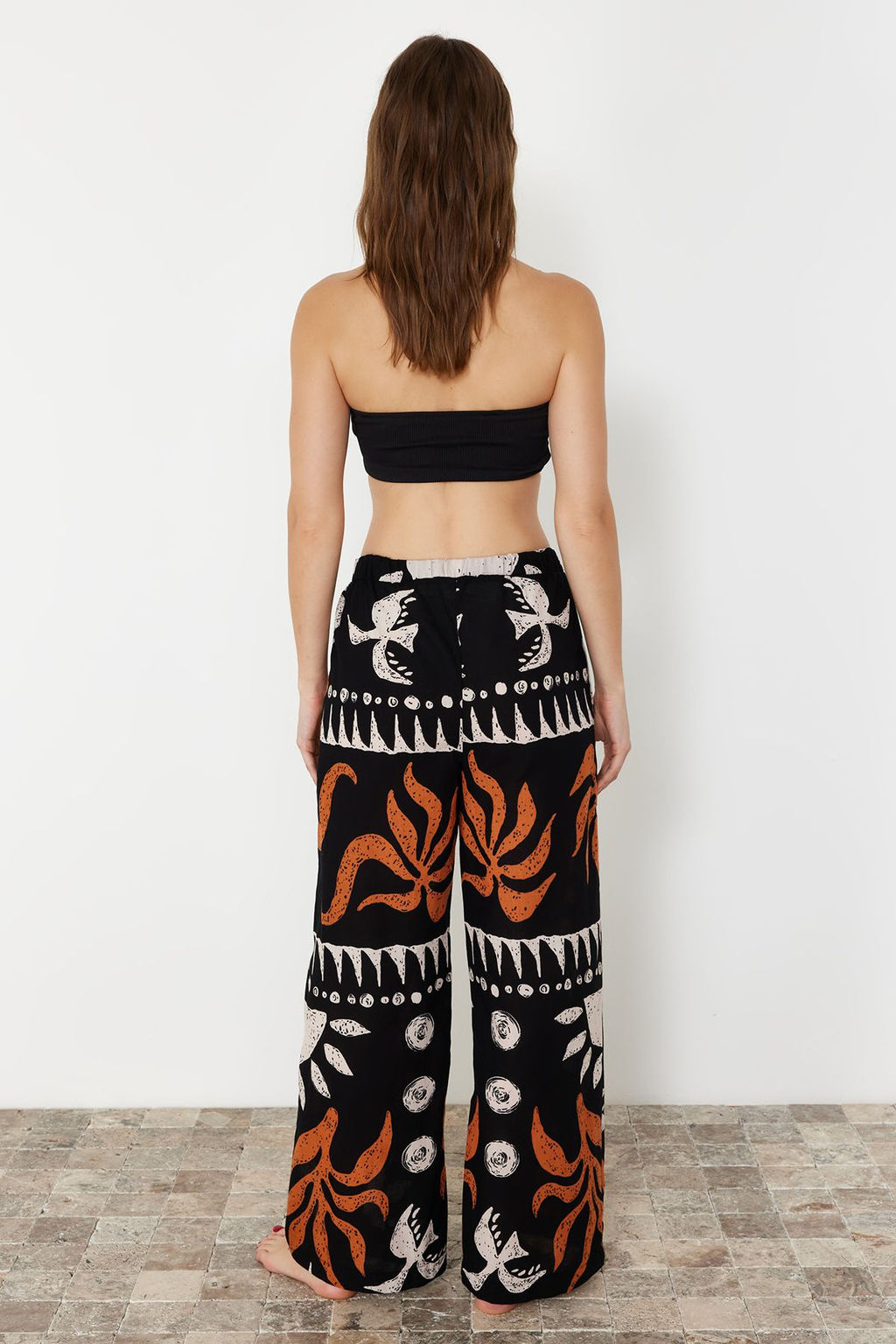 TRENDYOLMILLA Soyut Desenli Dokuma %100 Pamuklu Plaj Pantolon TBESS24PL00020 фото 6