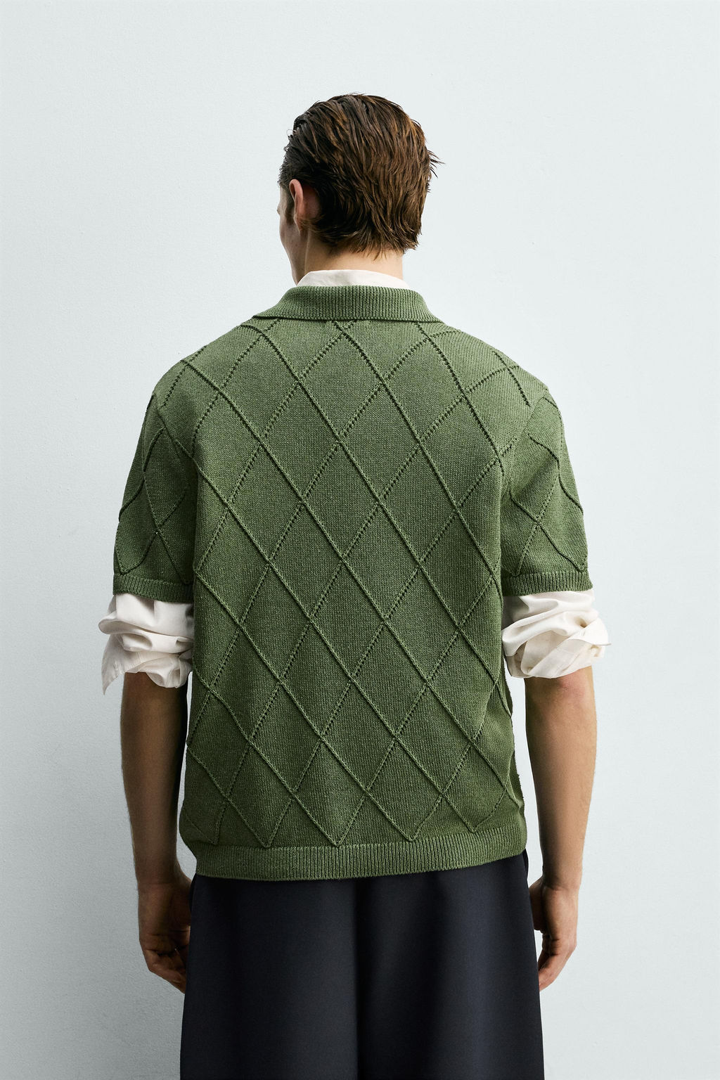 OPENWORK TEXTURED KNIT POLO SHIRT - Zara фото 11