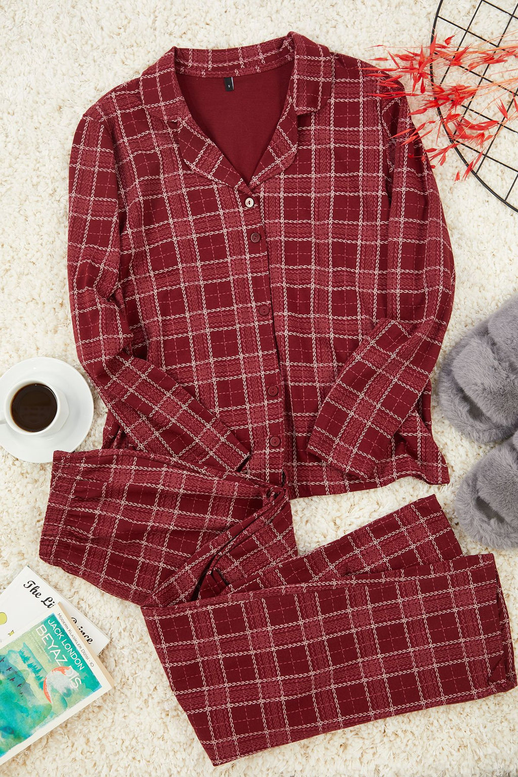 Trendyolmilla Bej %100 Pamuklu Ekoseli Orme Pijama Tak?m? THMAW20PT0266  фото 35