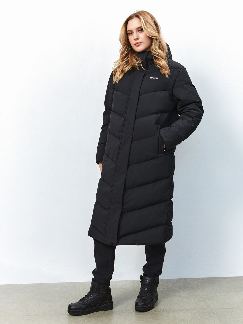 T3341-3 Пуховик удлиненный женский