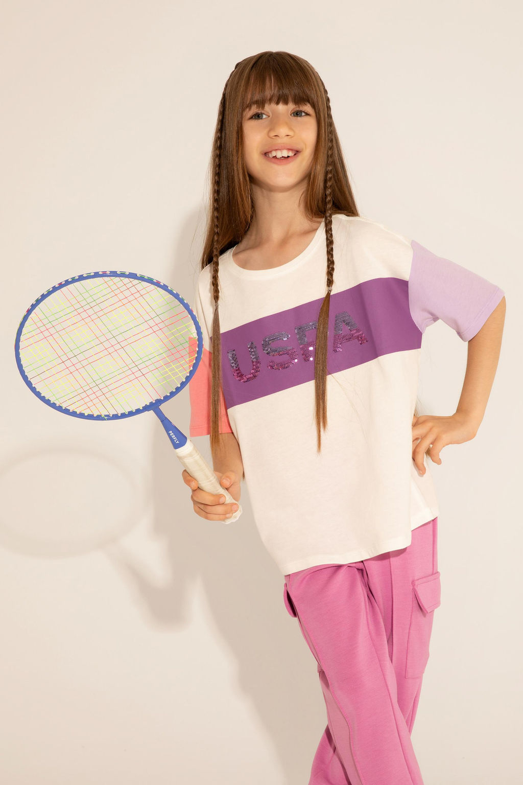 Футболка U.S. Polo Assn для девочек экрю хлопок  фото 13