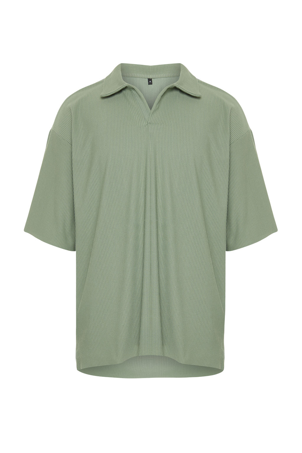 Mint Oversize/Genis Kesim Dokulu K?r?smaz Ottoman Polo Yaka T-Shirt TMNSS23PO00020