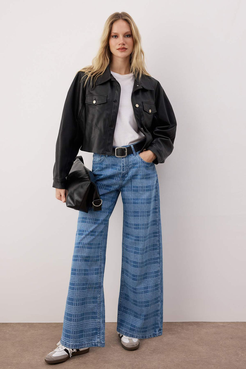 Teen Cok Renkli Normal Bel Ekose Desenli Wide Leg Jeans TWOAW26JE00024 - Trendyolmilla фото 8