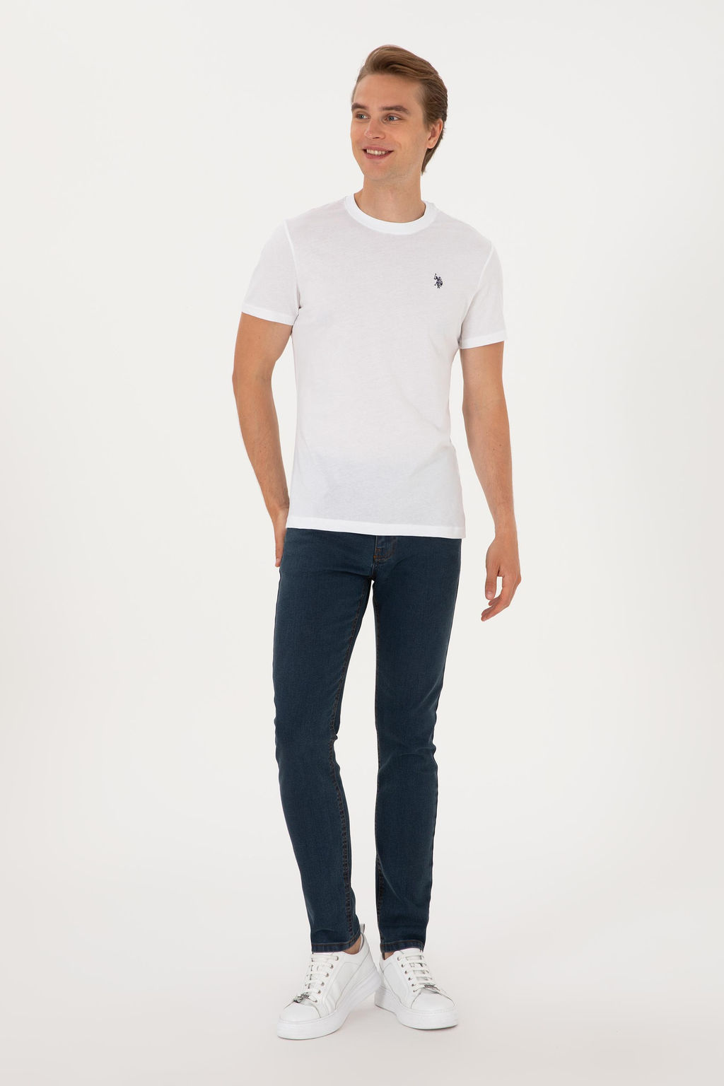 Erkek Regular Fit Bisiklet Yaka Beyaz Basic Ti__rt Sepette S_rpriz _ndirim - U.s. polo assn фото 4