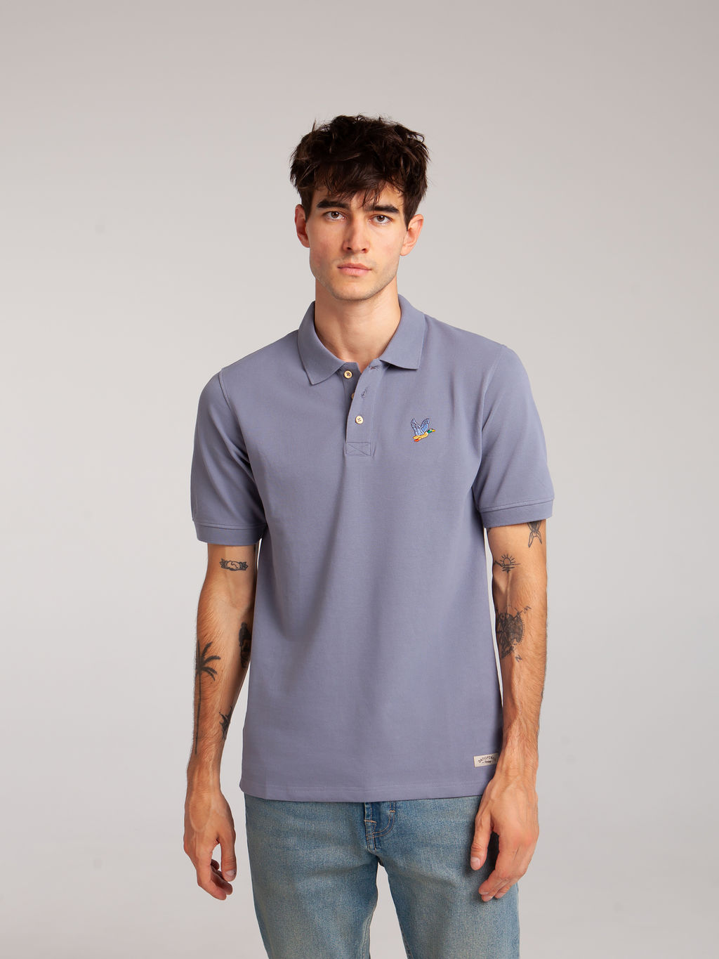 Футболка с воротником ЗАПОРОЖЕЦ Ditch PASTEL BLUE GREY