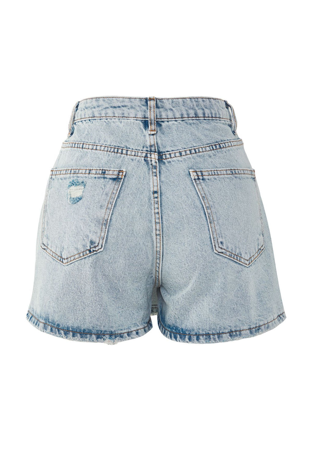 Mavi Dugme Detayl? Kruvaze Yuksek Bel Denim Sort Etek TWOSS22SR0448