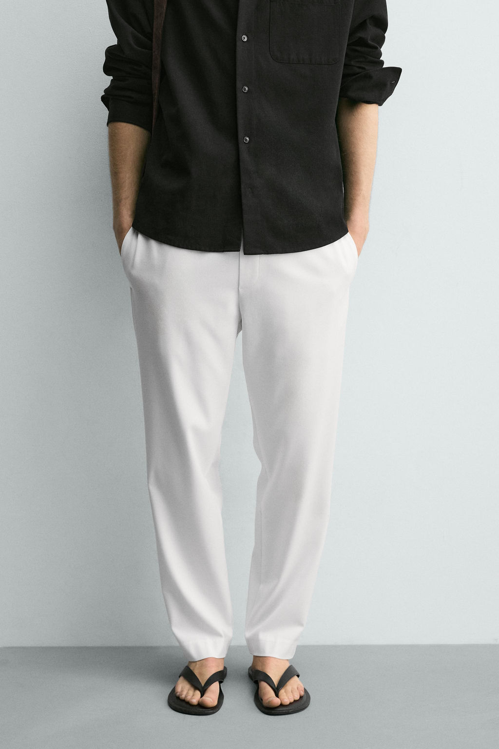 PANTAL?N CINTURA JOGGER CONFORT / Blanco - Zara фото 2