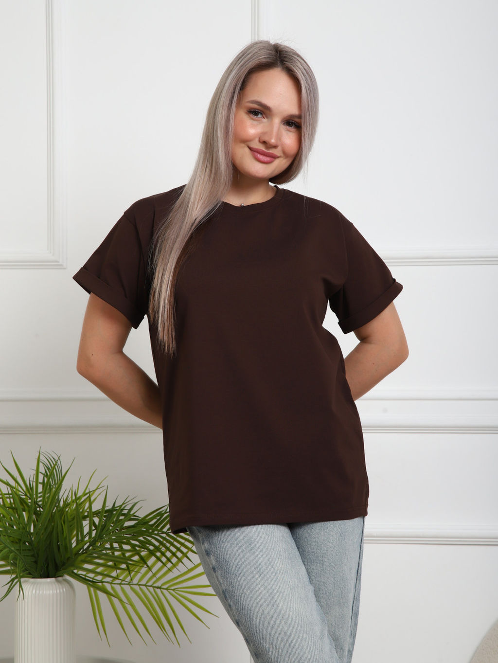 Футболка Хлопок 95%, лайкра 5% Классика аква - Ивассорти фото 63