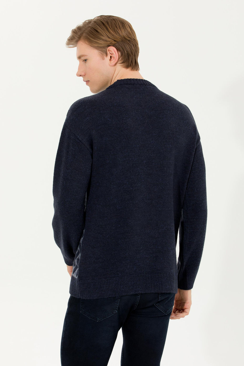 U. S. Polo Assn Мужской темно-синий трикотажный свитер с круглым вырезом - U.s. polo assn фото 5