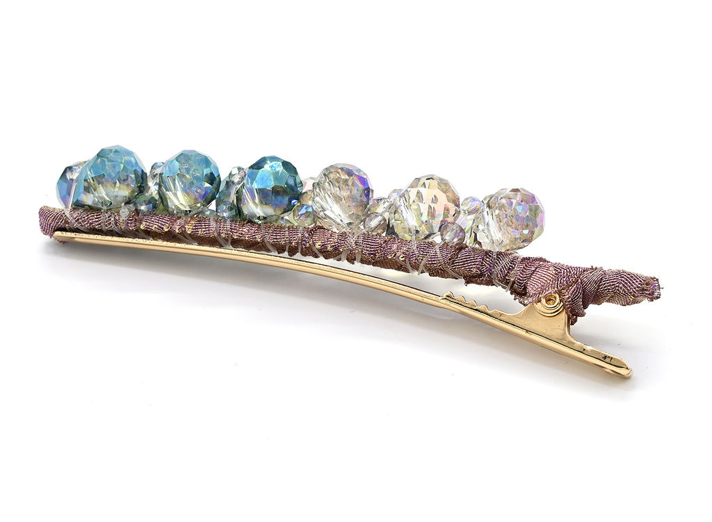 Заколки для волос с камнями 15*80мм, цвет хамелеон