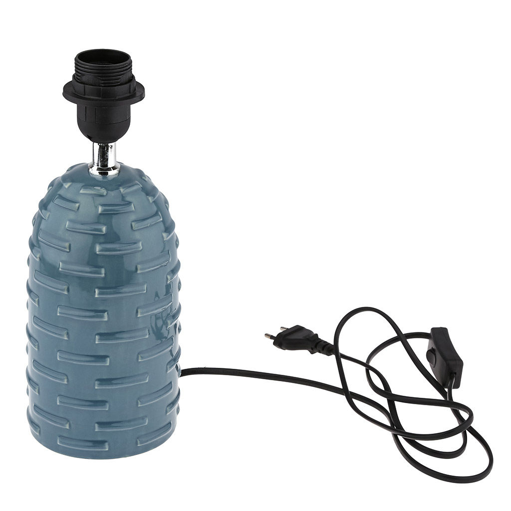 Светильник настольный Зефира д25см, h41,5см, абажур текстильный д25см, h18см, цвет - бежевый, основание керамическое д11,3см, h29см, глянцевая глазурь, цвет - сине-серый (Китай) - Домашняя мода фото 2