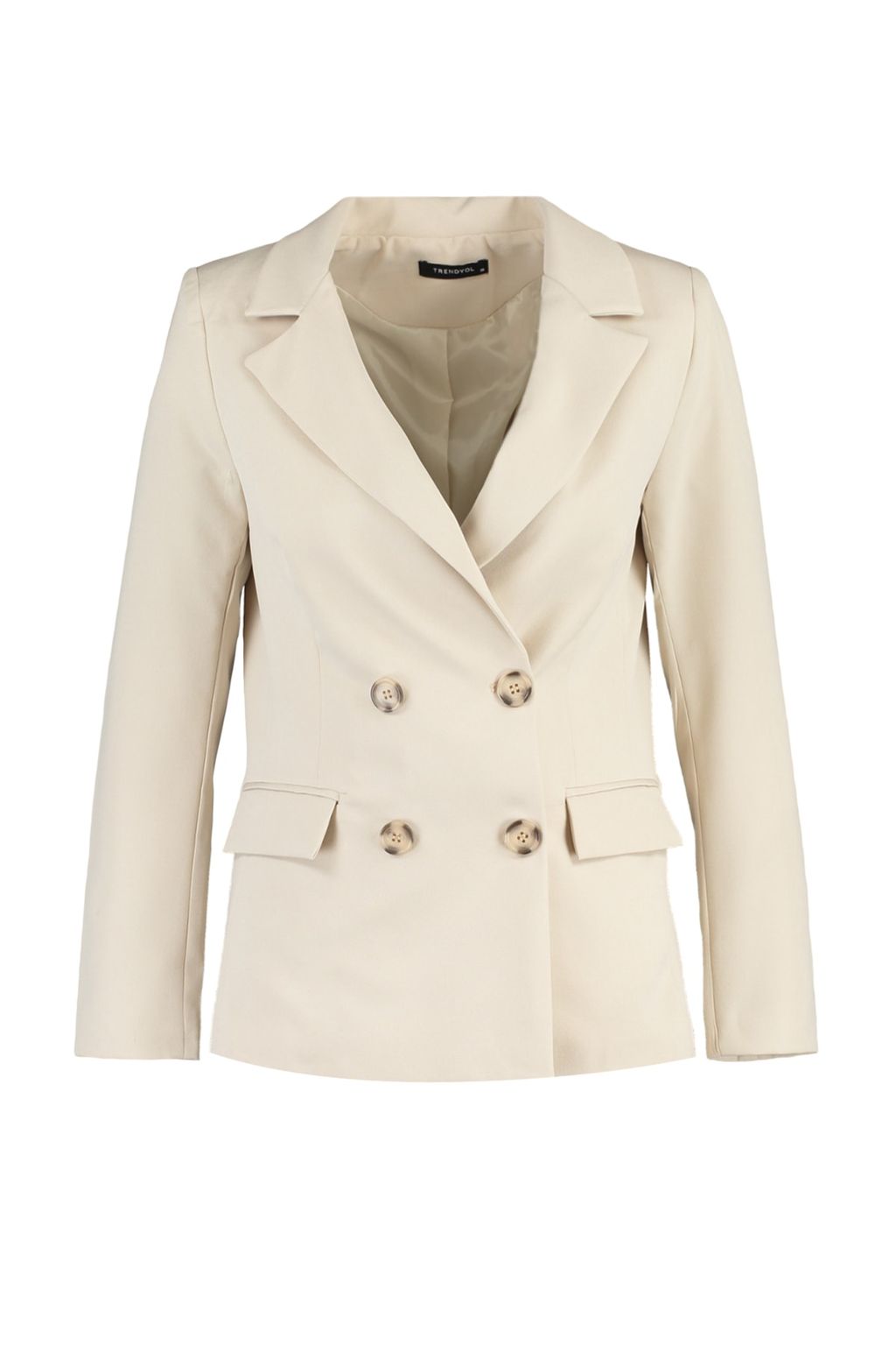 TRENDYOLMILLA Bej Regular Astarl? Kruvaze Kapama Dokuma Blazer Ceket TWOSS21CE0107  фото 11
