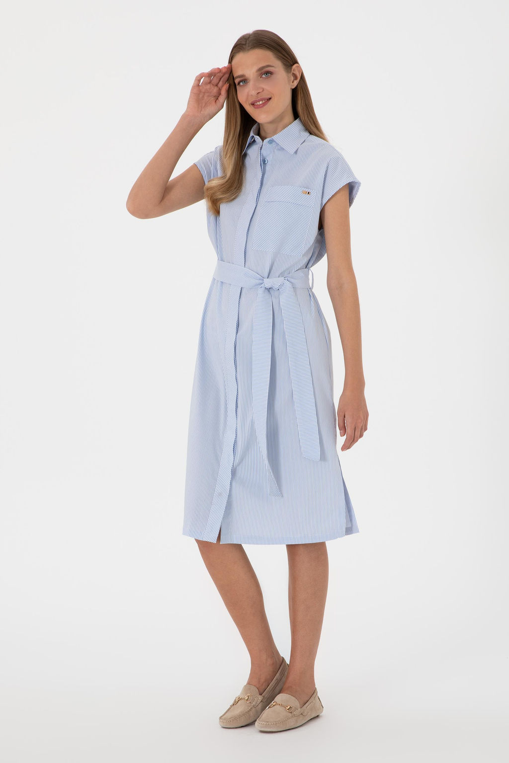 Kad_n Mavi Dokuma Elbise Sepette S_rpriz _ndirim - U.s. polo assn фото 3