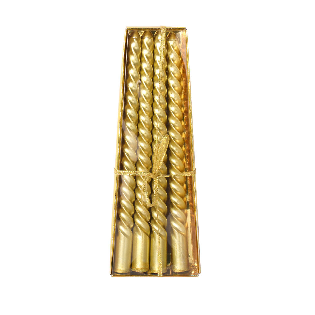 Свеча стержень 4 штуки 20 см витая глянец / MG-101 /уп 144/ золотая - ГалеонТрейд фото 6