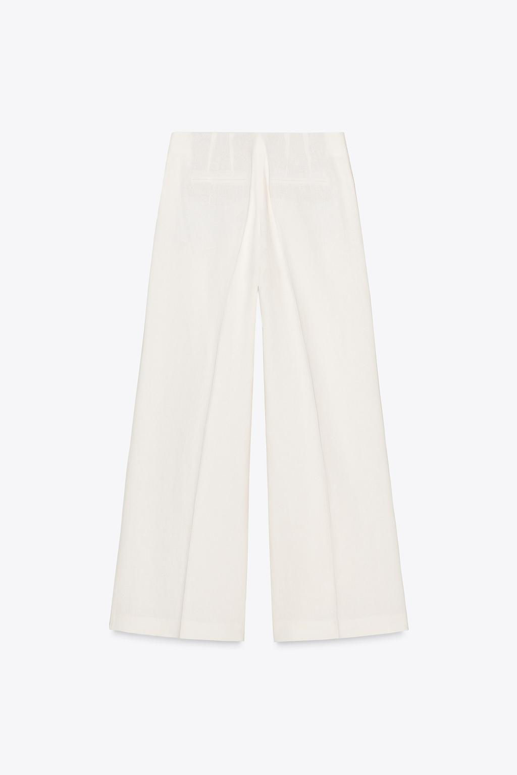 ZW COLLECTION DARTED LINEN BLEND TROUSERS - Zara фото 6