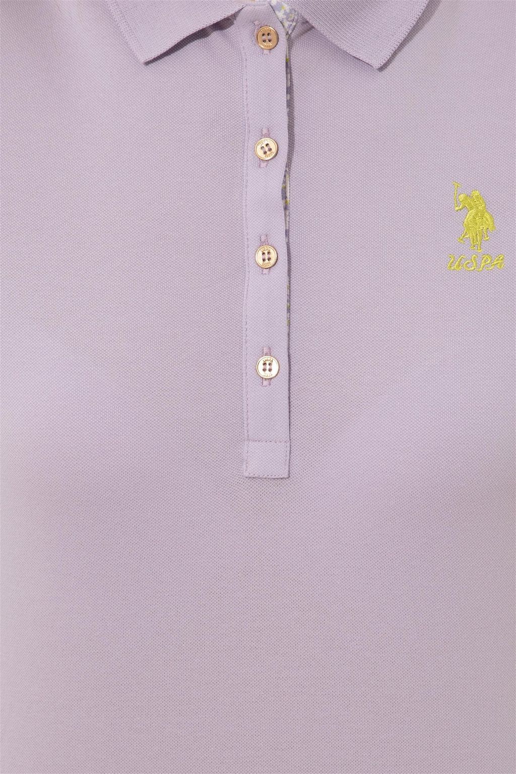 Женская сиреневая футболка с воротником поло Basic - U.s. polo assn фото 6