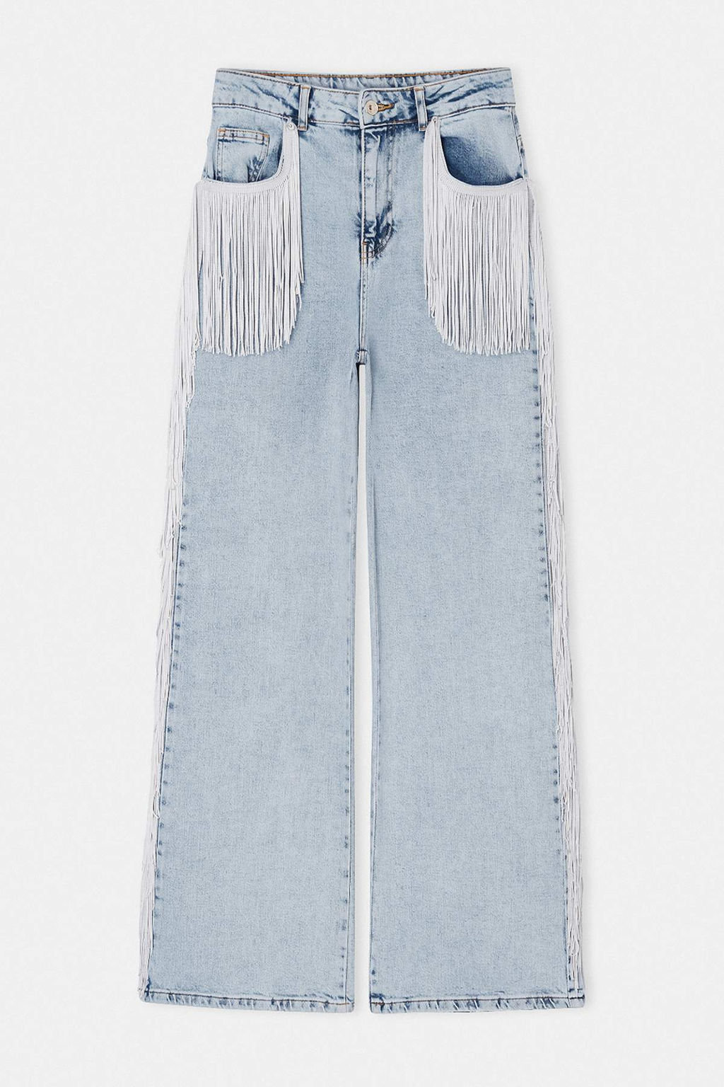 Limited Edition Ac?k Mavi Puskul Detayl? Yuksek Bel Wide Leg Jeans TWOSS26JE00242 - Trendyolmilla фото 6