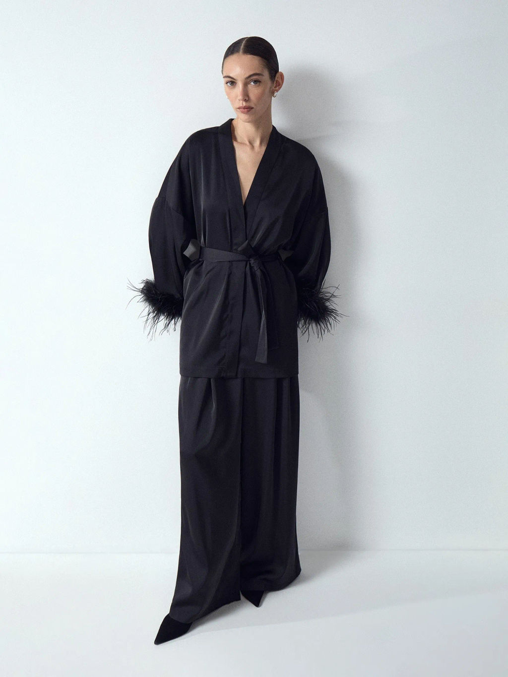 EMKA / Блузка-кимоно с перьями  фото 4