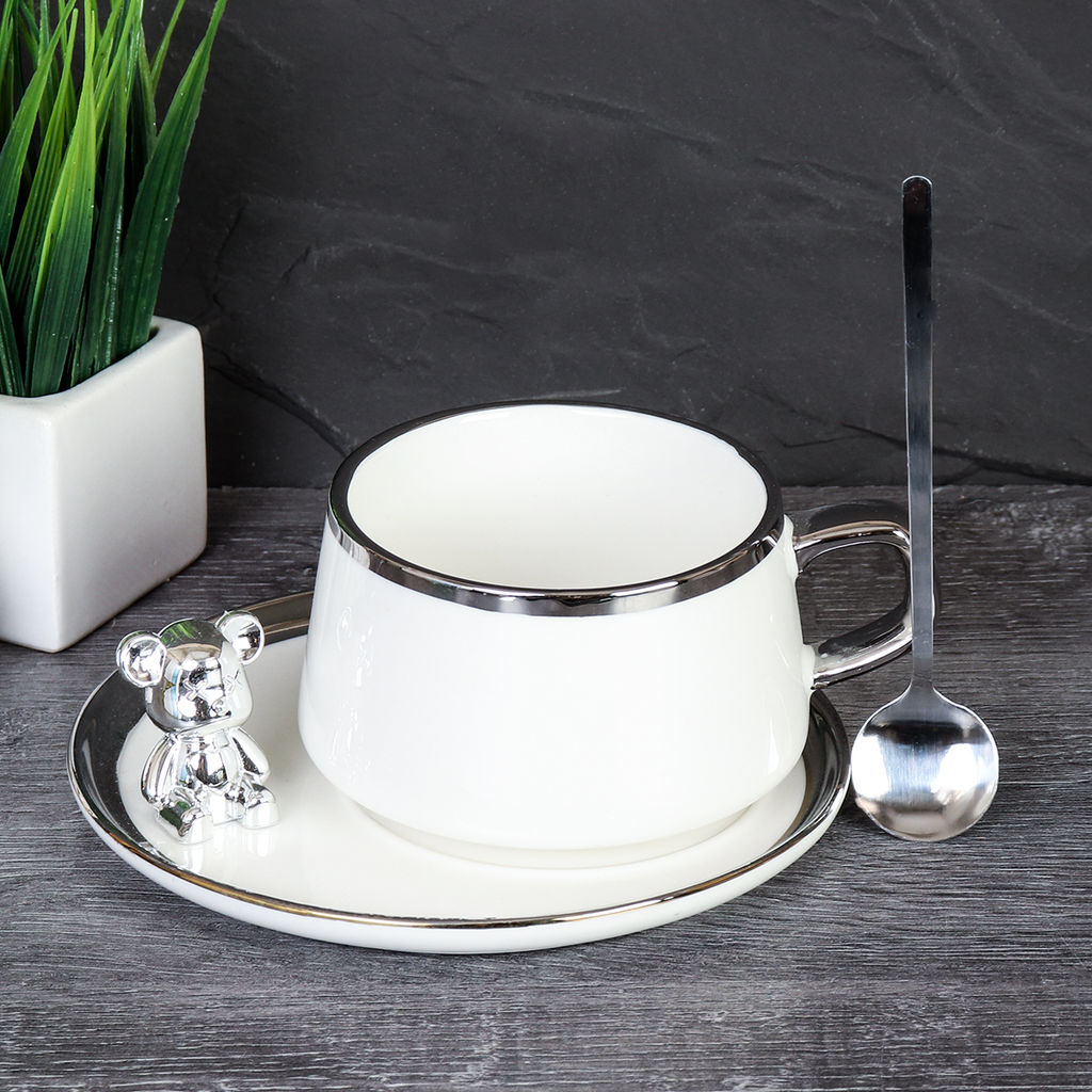 Чайный набор 300 мл 3 предмета с ложкой Мишка / JY3539 /уп 48/ - Галеонтрейд фото 4