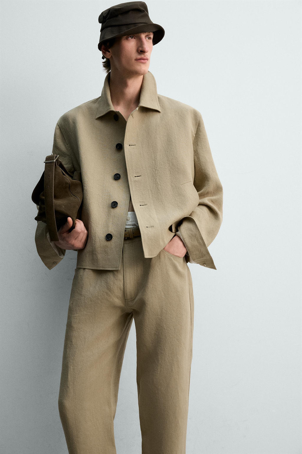 SOBRECAMISA CROPPED FIT 100% LINO LIMITED EDITION / Tostado - Zara фото 7