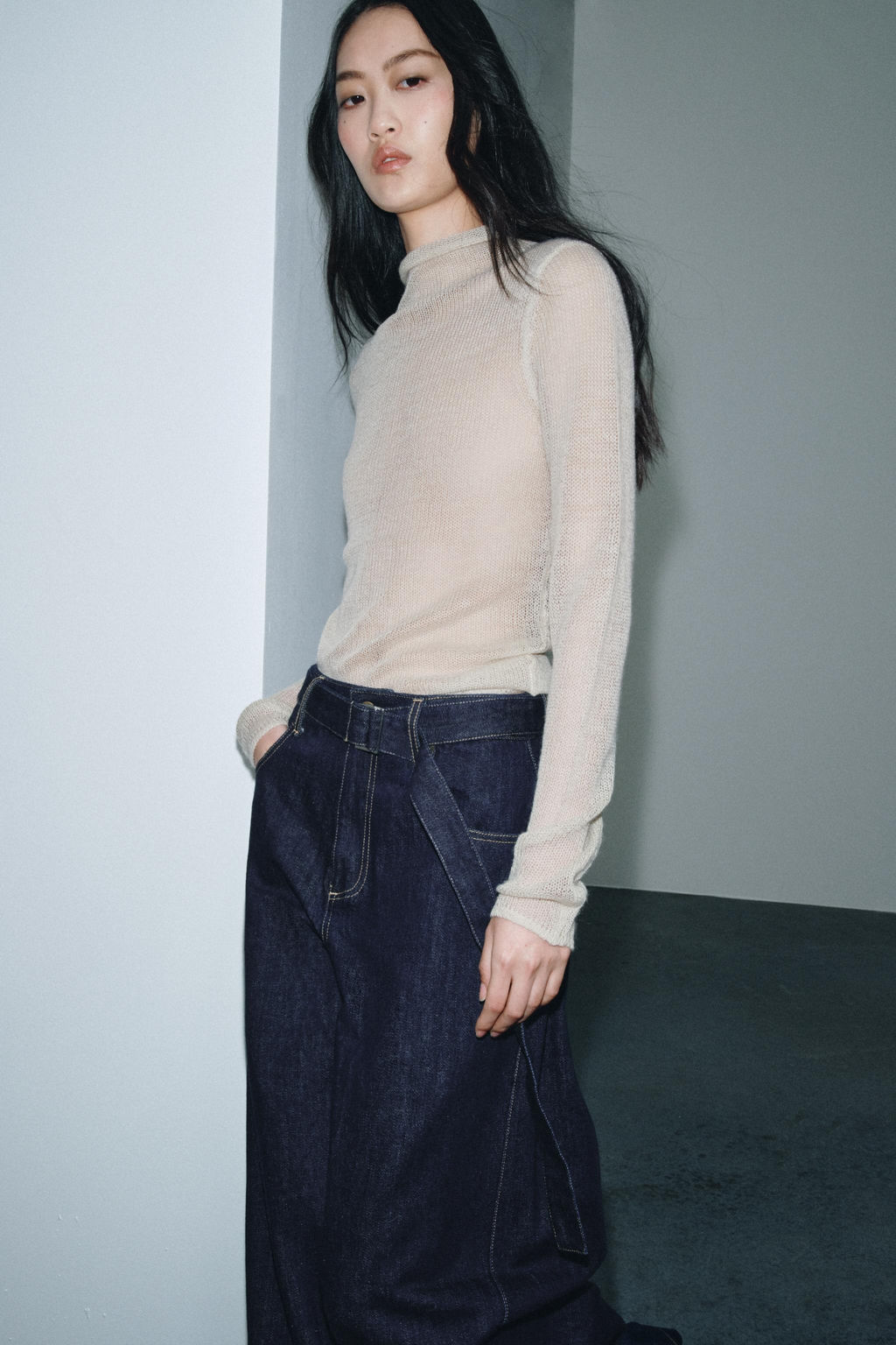 ZW COLLECTION WIDE-LEG HIGH-WAIST BELTED JEANS - Zara фото 3