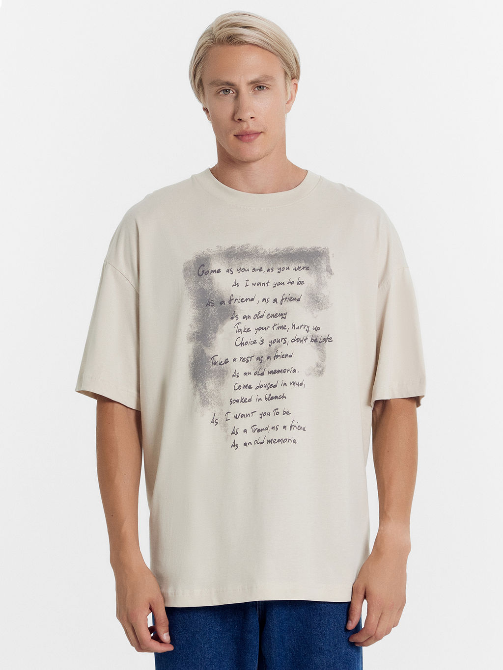 Футболка мужская бежевая с печатью белый песок +печать 111821 - Mark formelle фото 3