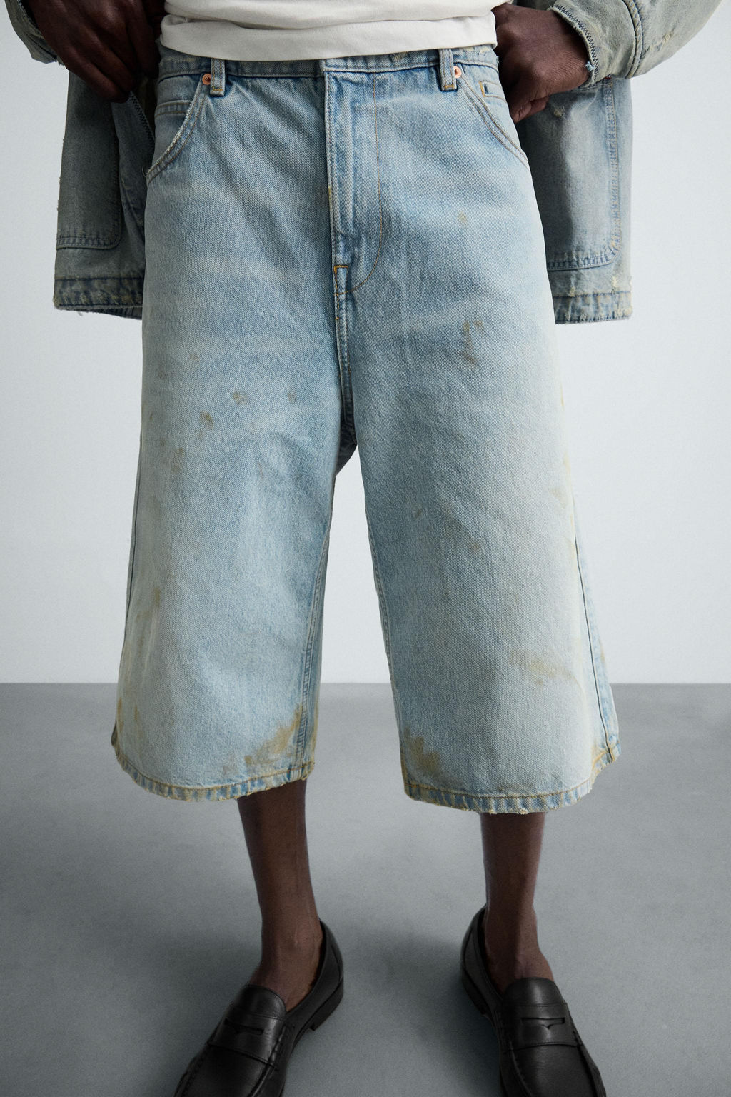 VINTAGE EFFECT BAGGY FIT DENIM BERMUDA SHORTS - Zara фото 14