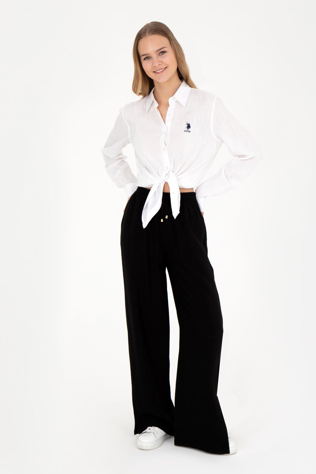 Женская белая рубашка с длинным рукавом - U.s. polo assn фото 17