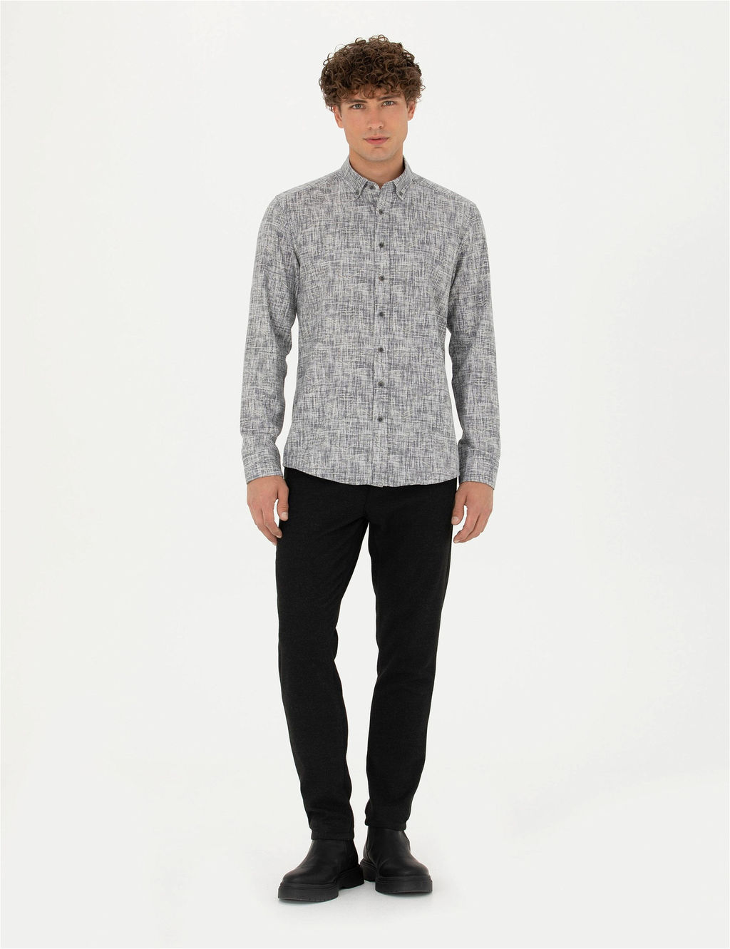 Gri Slim Fit Uzun Kollu G_mlek - Pierre cardin фото 4