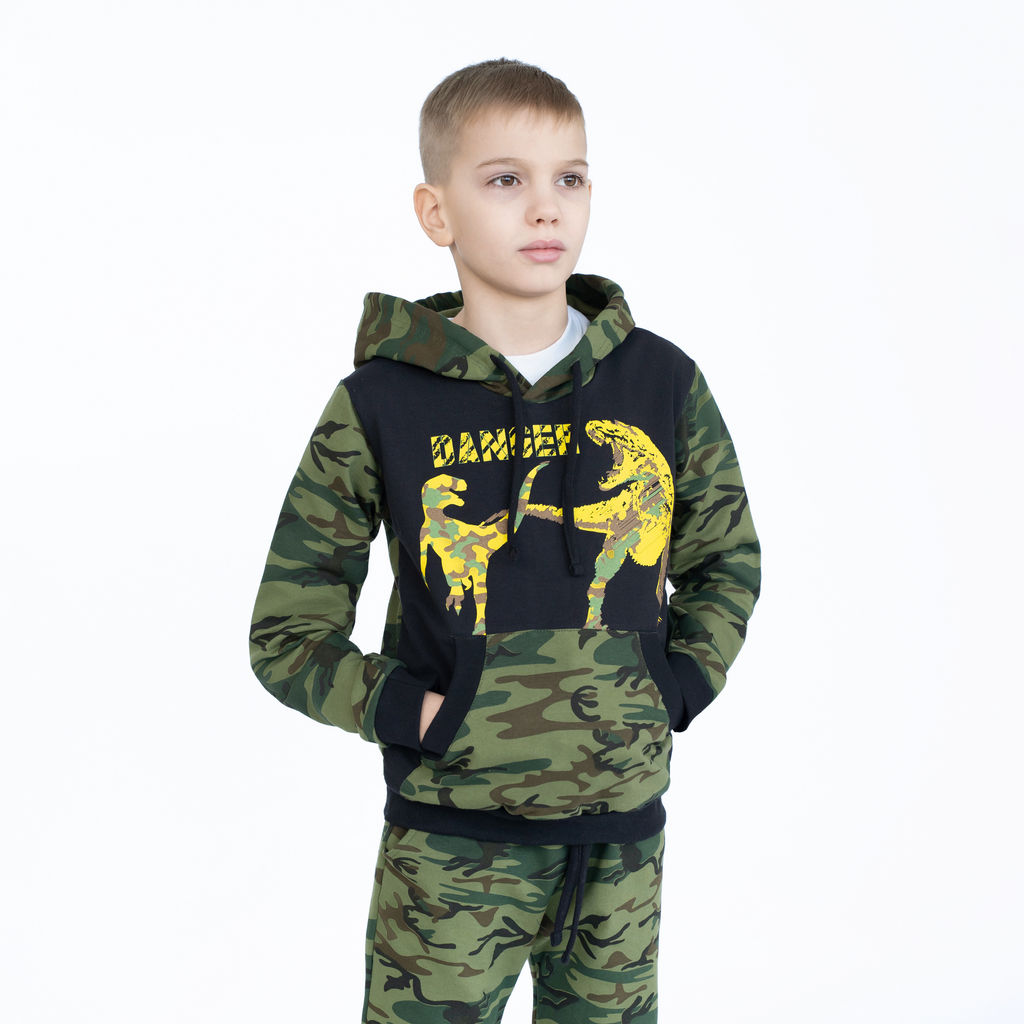 Костюм детский хаки/черный принт дино 747 (98, 56)