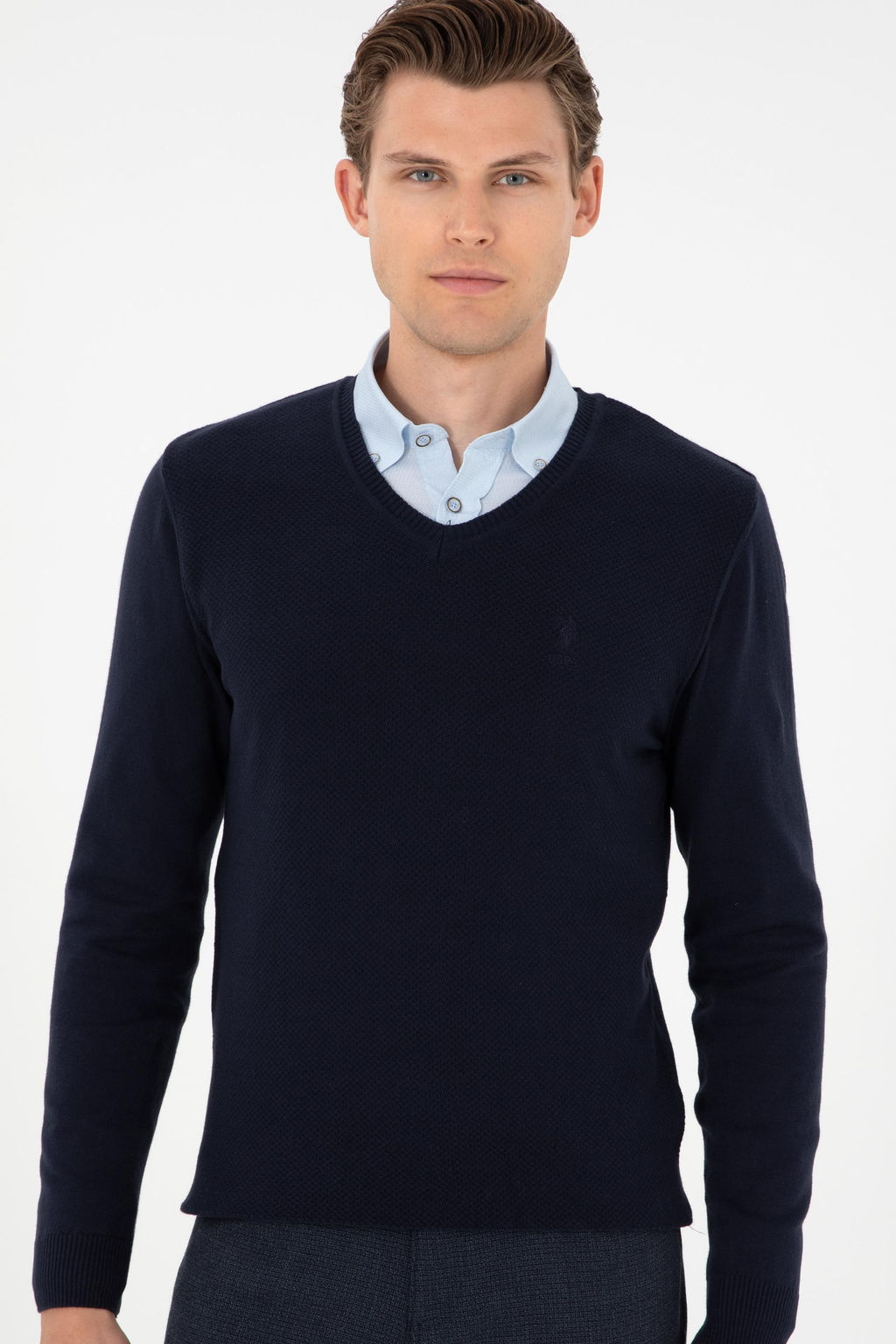 Мужской темно-синий базовый свитер Неожиданная скидка в корзине - U.s. polo assn фото 3