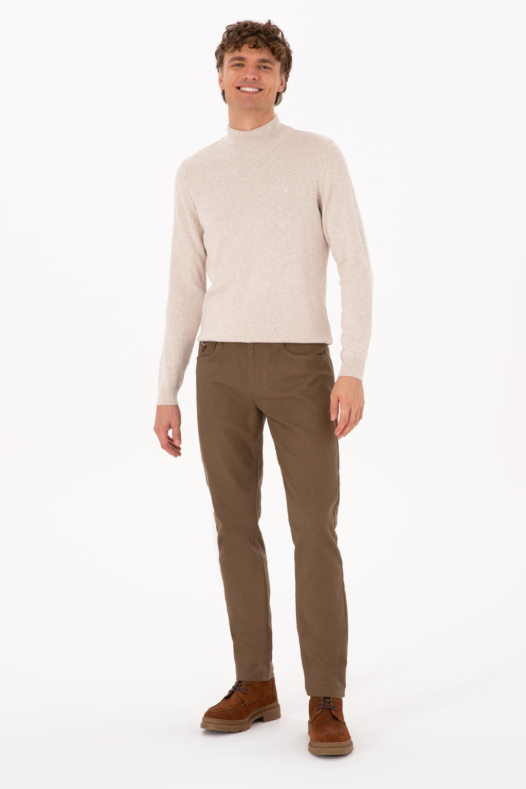 Erkek Haki Slim Fit Kanvas / Chino Pantolon