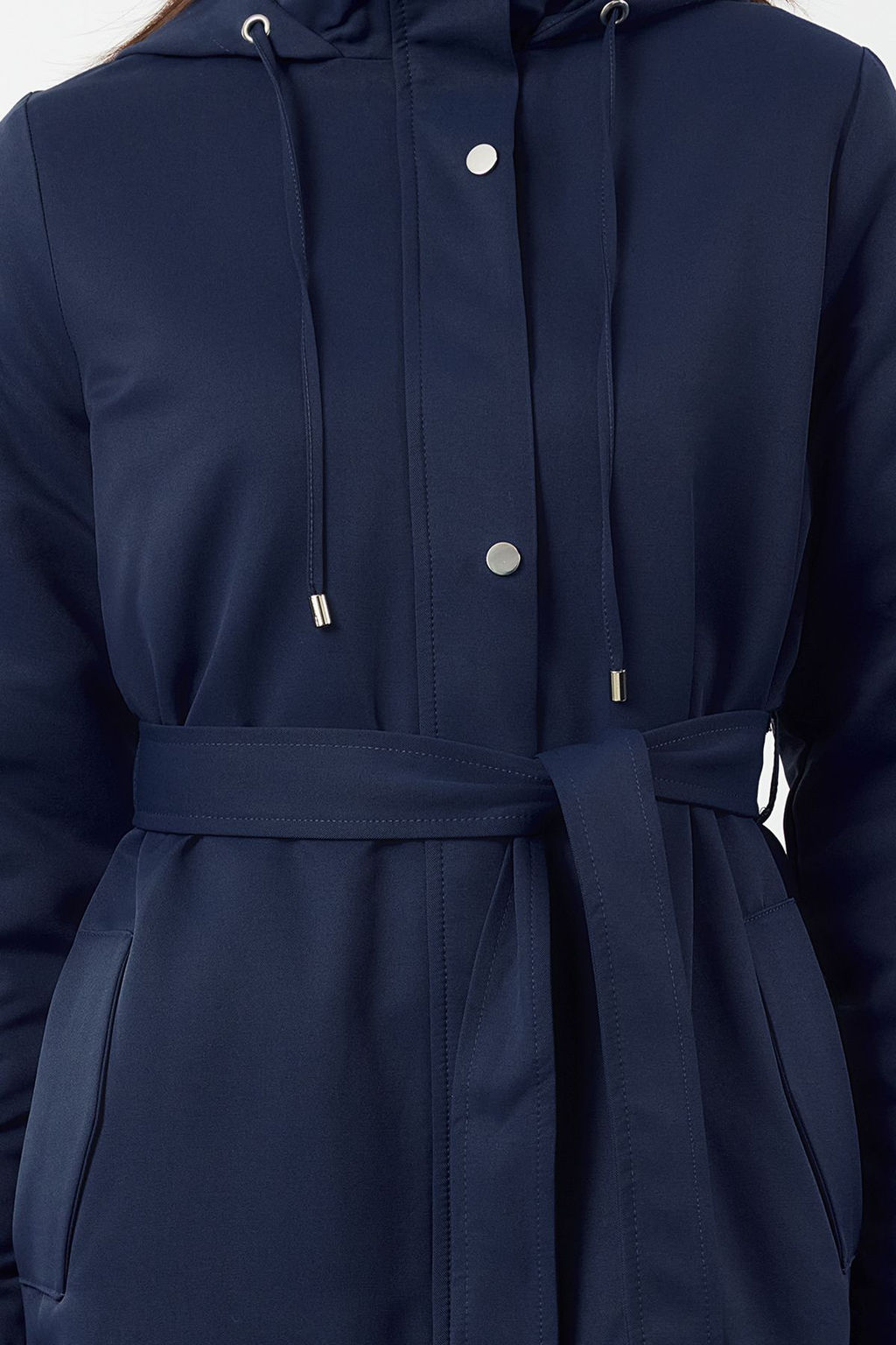 Lacivert Ici Elyafl? Oversize Kal?n Trenckot TWOAW25TR00005 - Trendyolmilla фото 4