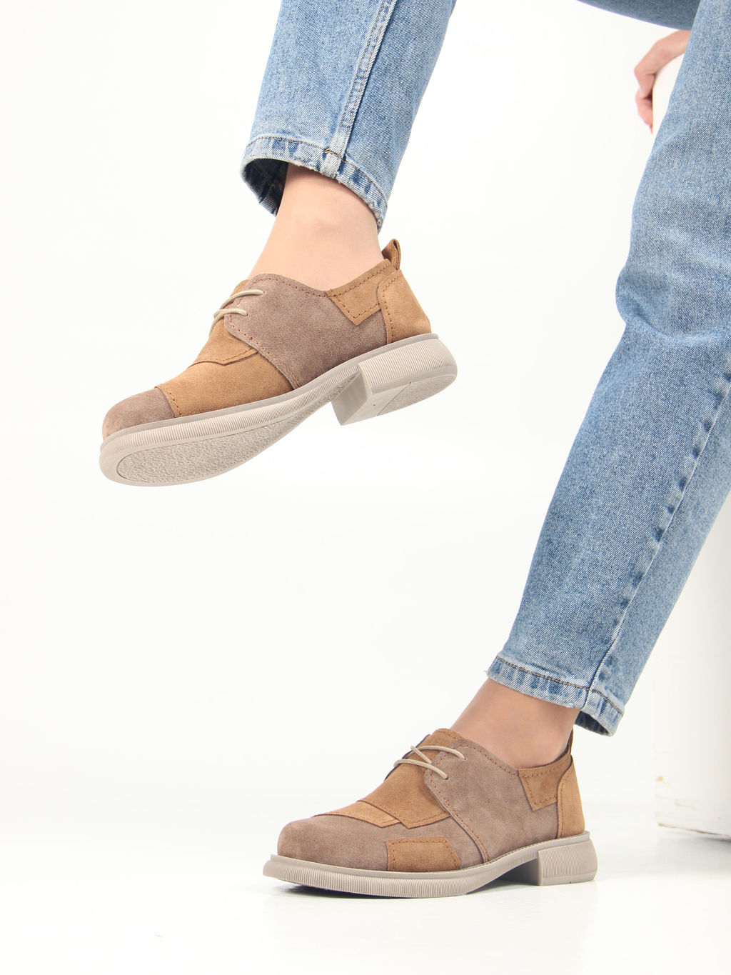 Полуботинки туфли EDART 205.патриция ka. серо-корич светло-коричневая замша фото 6