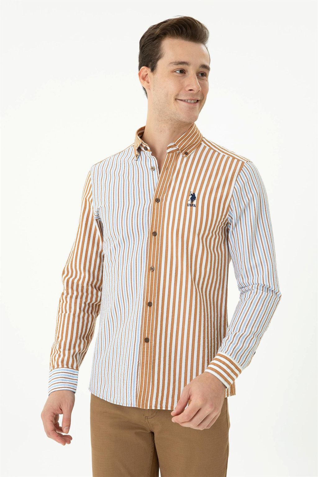 U. S. Polo Assn Мужская рубашка с длинным рукавом кокосового цвета - U.s. polo assn фото 10