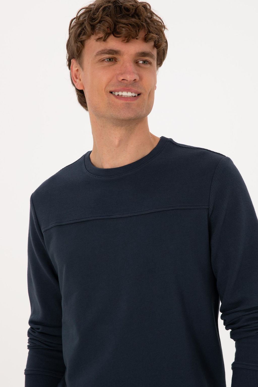 Erkek Bisiklet Yaka Regular Fit A__k Lacivert Sweatshirt - U.s. polo assn фото 2