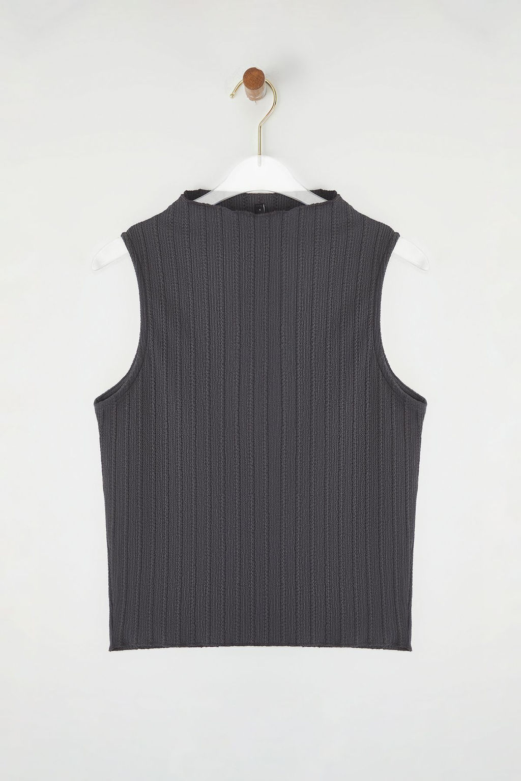 Trendyolmilla Antrasit Dokulu S?f?r Kol Regular/Normal Kesim Orme Bluz TWOSS25BZ00533  фото 5