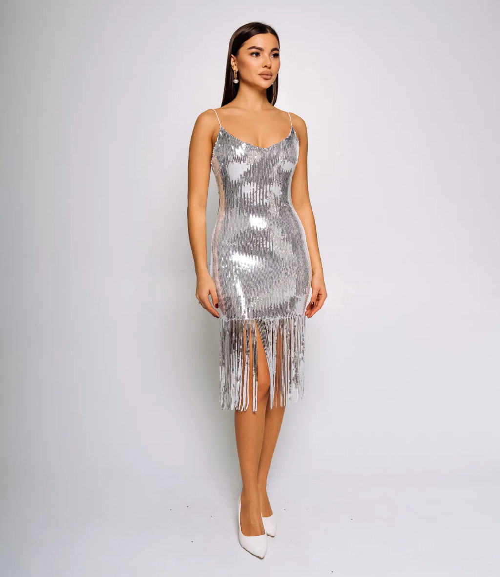 Платье #КТ9025 (2), серебристый - Dommod фото 2