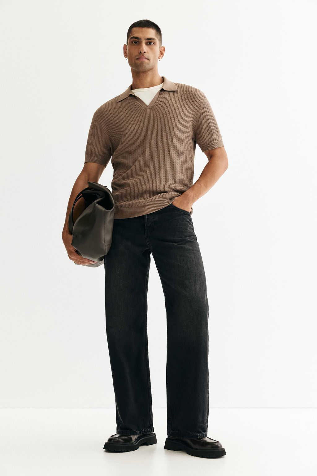Polo en punto trenzado Regular Fit - H&m фото 4