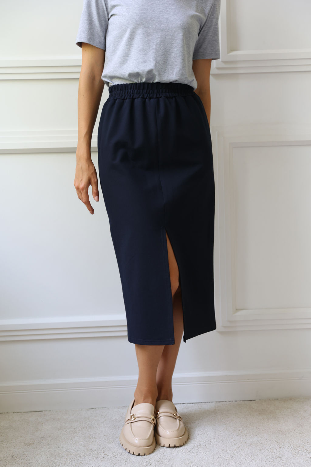 Юбка миди из трикотажа с разрезом - Looklikecat фото 5