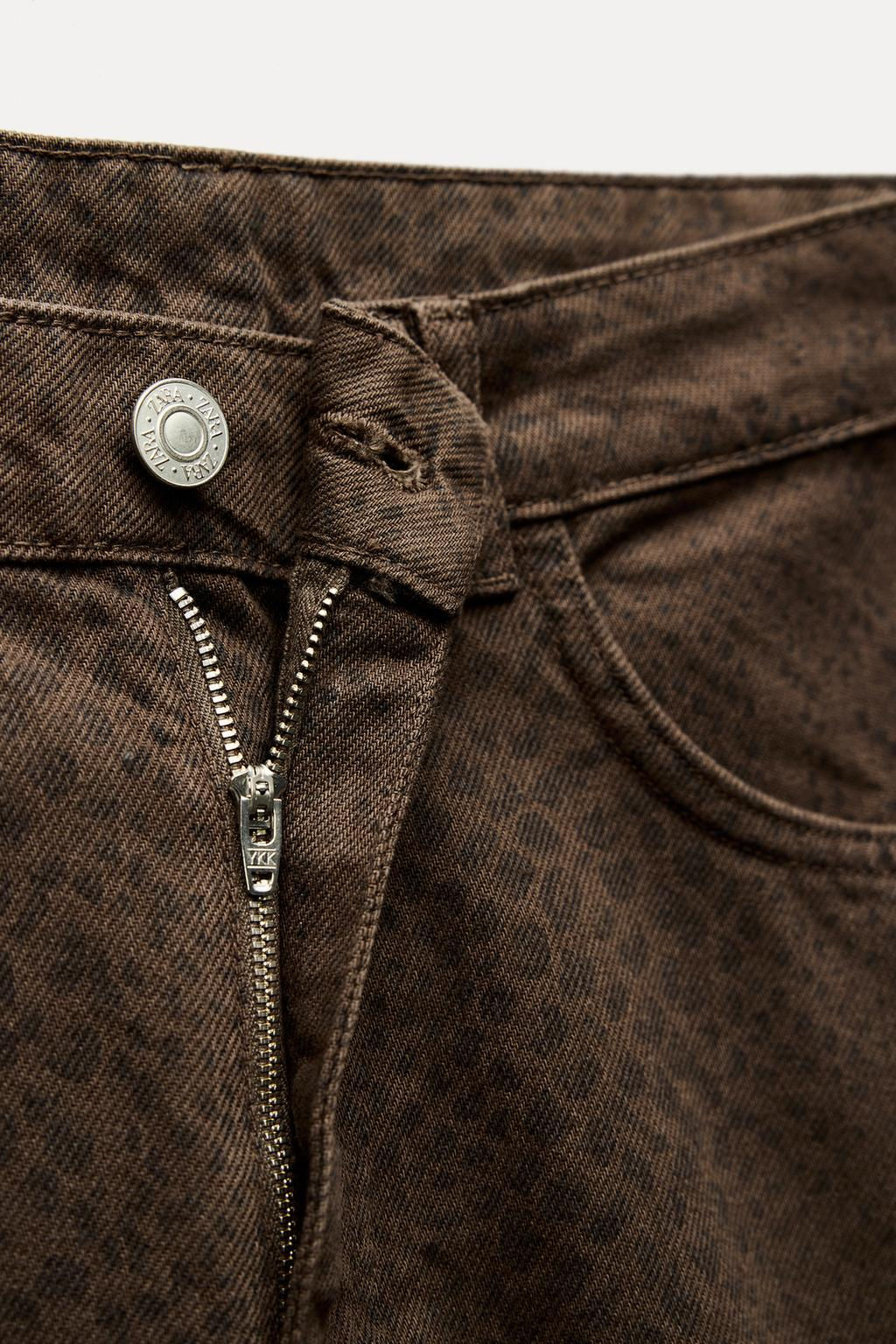 RELAXED OVERSIZE TAPERED ANIMAL PRINT HIGH-WAIST TRF JEANS - Zara фото 10