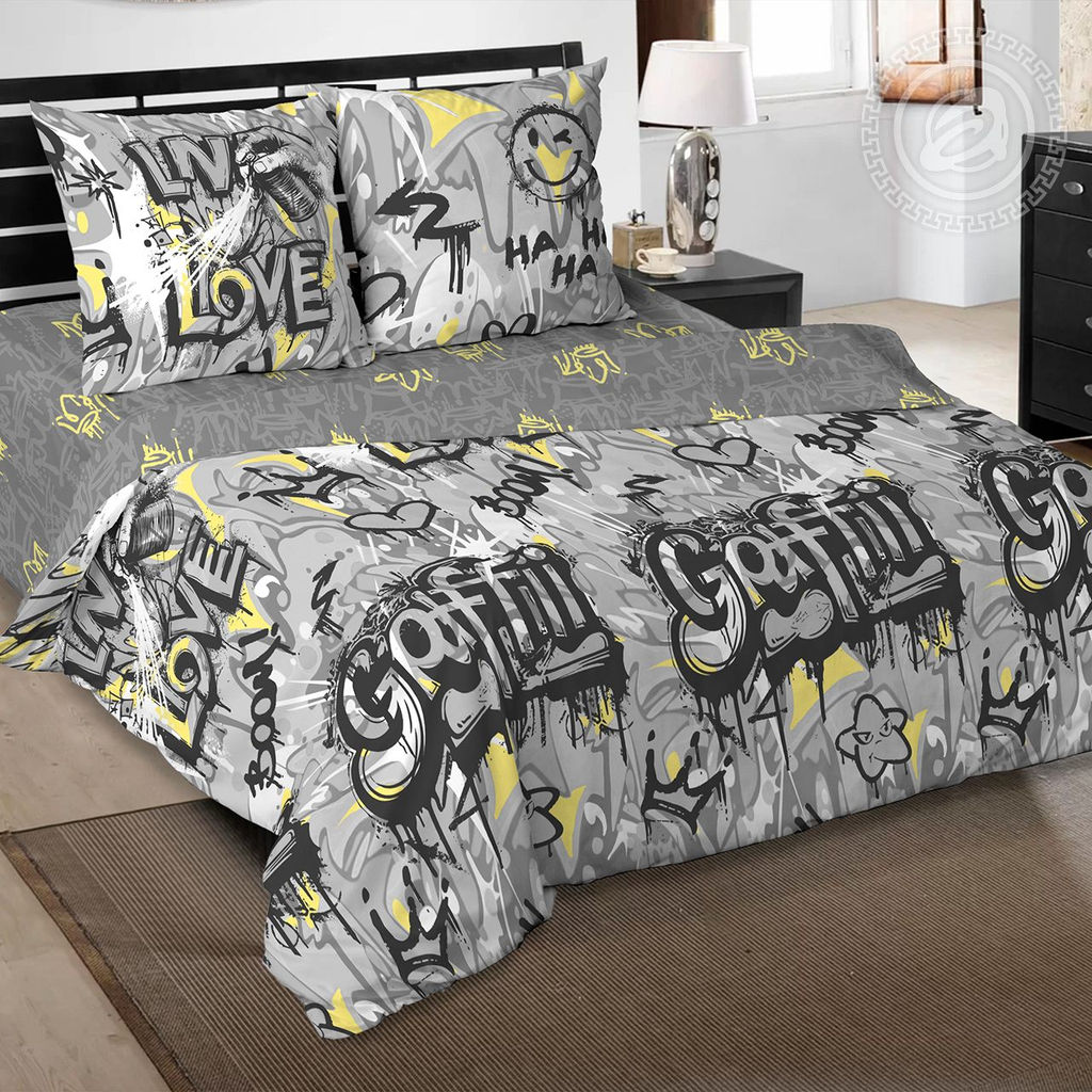 Постельное белье Стрит-Арт (поплин DE LUXE) 1,5 сп./Пододеяльник: 1 шт. - 215*145; Простыня: 1 шт. - 215*150; Наволочка: 2 шт. - 70*70; DE LUXE
