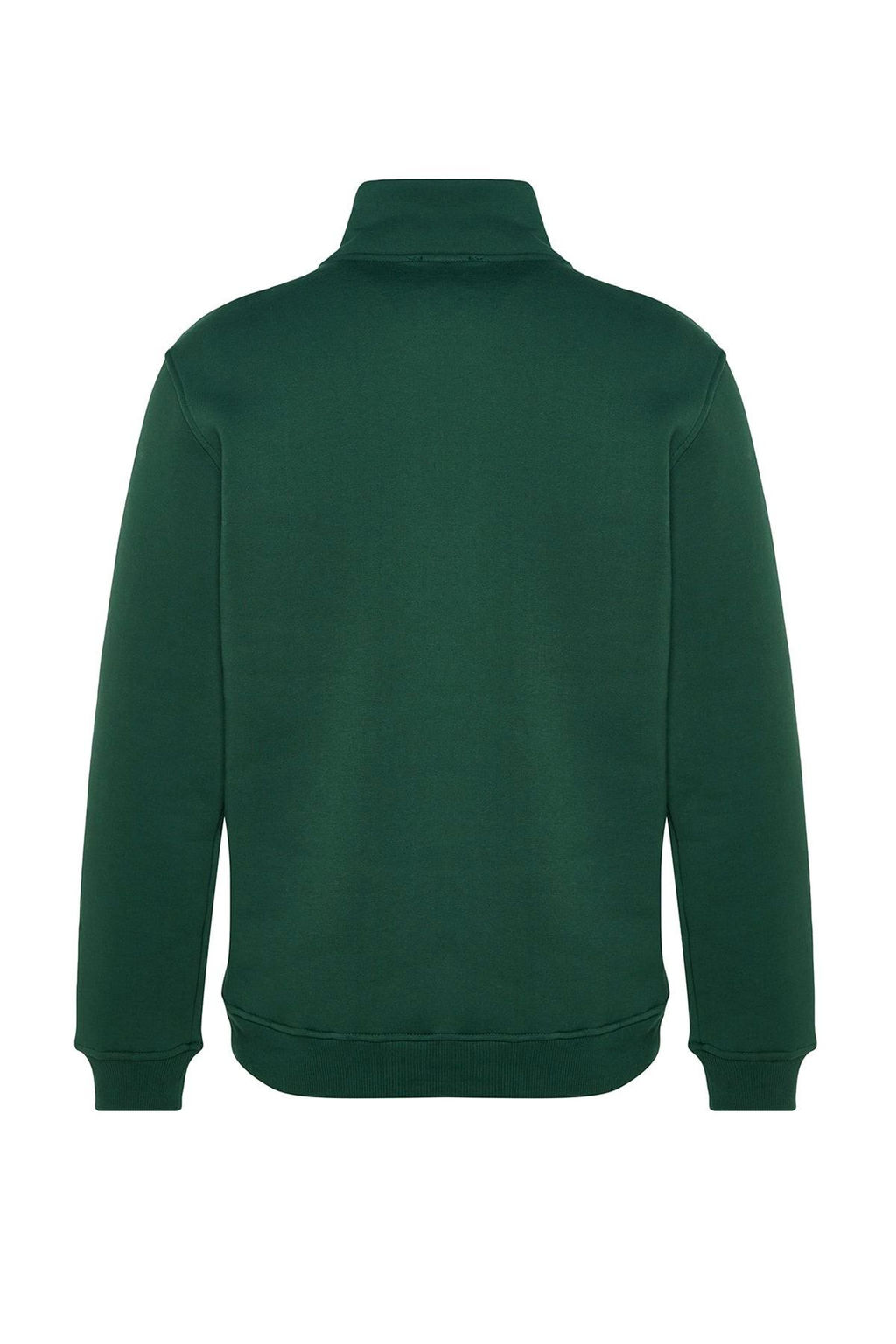 Yesil Regular/Normal Kesim Dik Yaka Fermuarl? Pamuklu Basic Ici Polarl? Sweatshirt TMNAW24SW00041