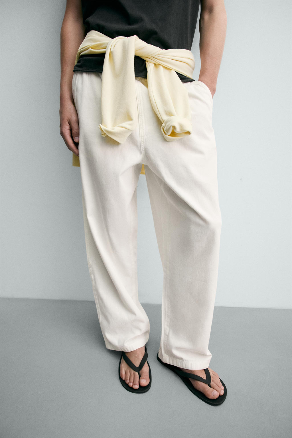 PANTAL?N RELAXED FIT ESPIGA / Blanco