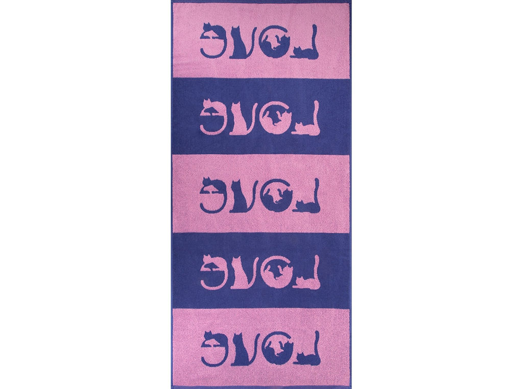 Полотенце махровое 6с102.411ж1 LOVE-кот(пурпурн3) 67х150см