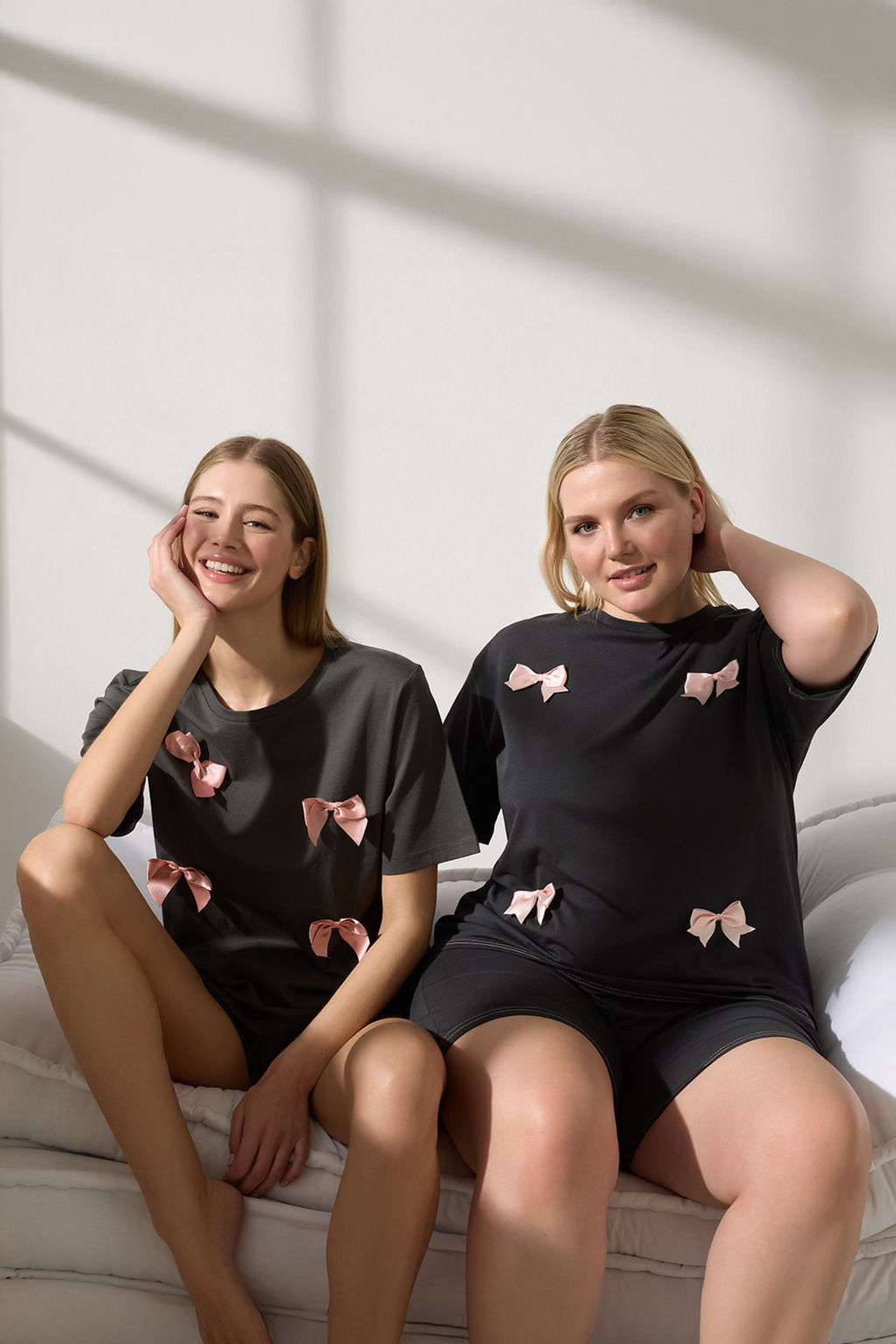 Trendyolmilla Antrasit 100% Pamuklu Kurdele/Fiyonklu Sortlu Orme Pijama Tak?m? THMSS25PT00376 фото 6