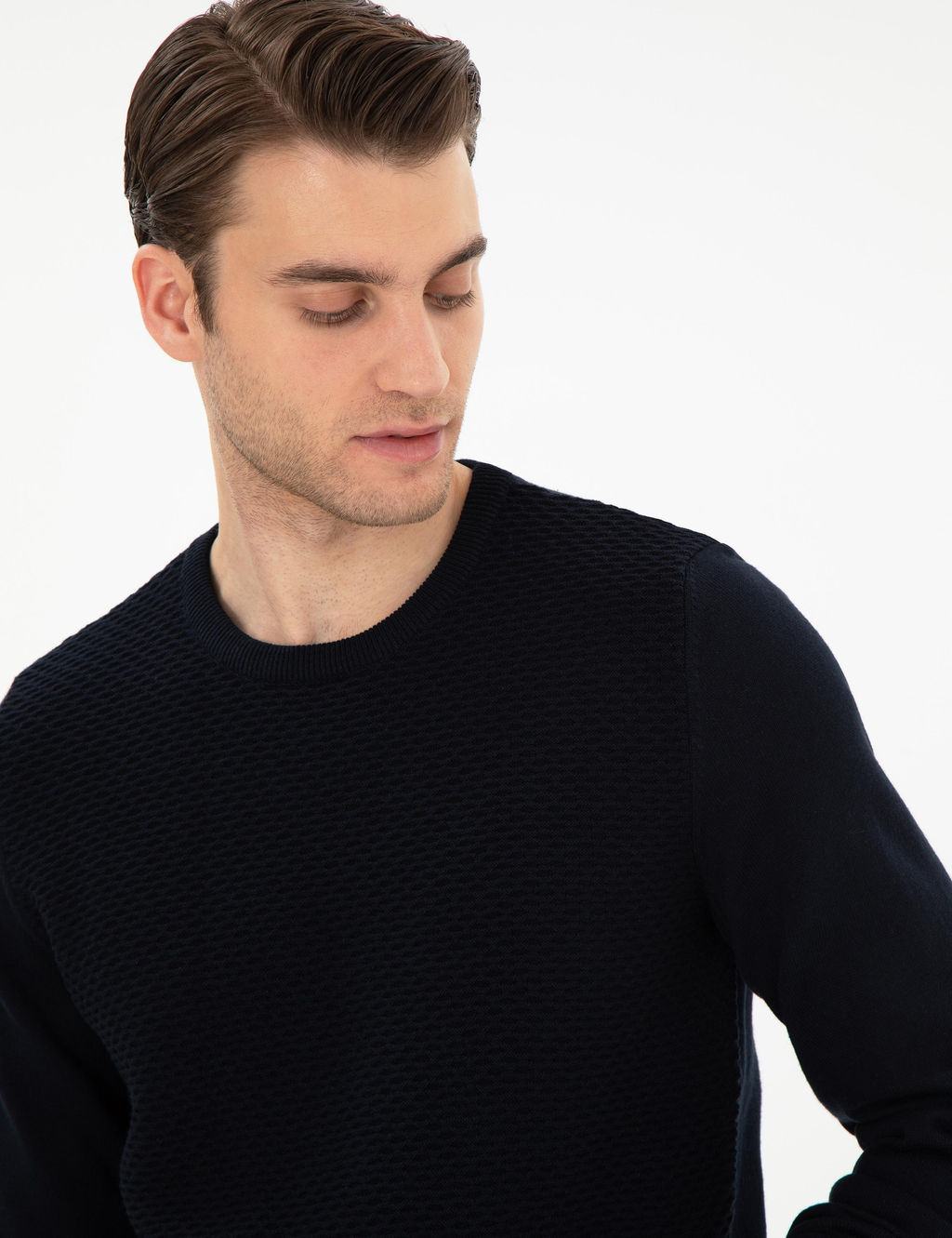 A__k Lacivert Slim Fit Bisiklet Yaka Triko Kazak - Pierre cardin фото 2