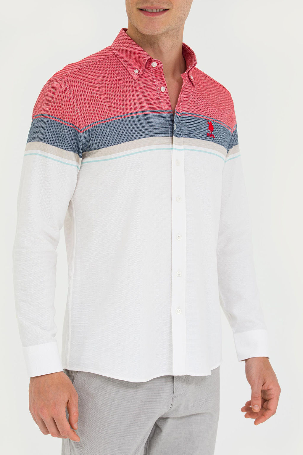 U. S. Polo Assn / Мужская белая рубашка с длинным рукавом - U.s. polo assn фото 20