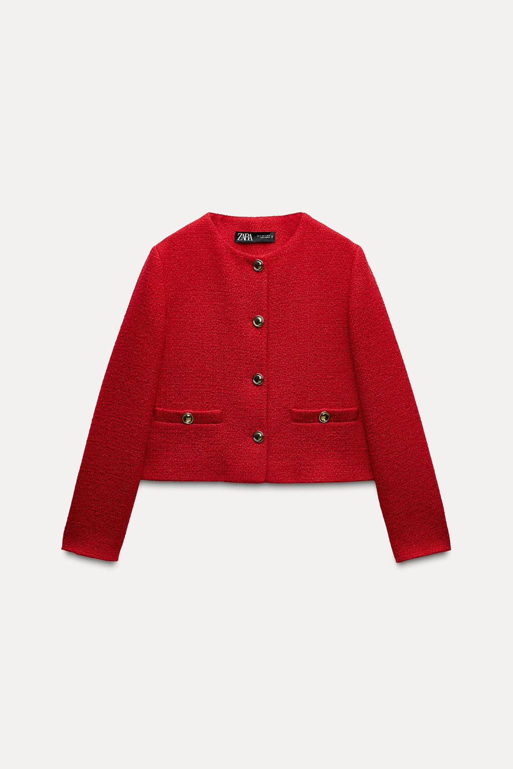 TEXTURED BLAZER WITH GOLDEN BUTTON DETAIL - Zara фото 4
