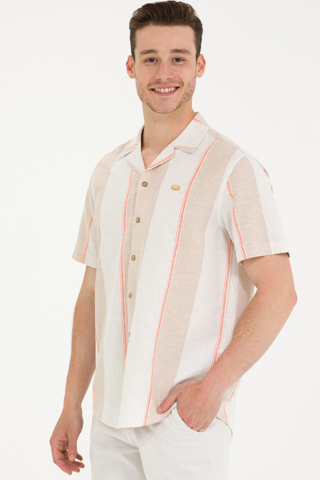 U. S. Polo Assn / Мужская рубашка Camel с коротким рукавом - U.s. polo assn фото 3